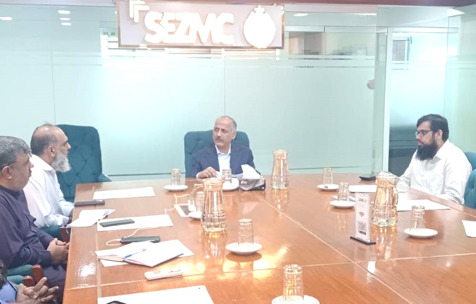 A Weekly Progress Review Meeting was held today to assess developments across Khairpur, Dhabeji, and the M-10 Industrial Park. Progress and challenges were thrashed with a solution-focused approach, ensuring timely execution, infrastructure readiness, and coordinated action for the way forward.