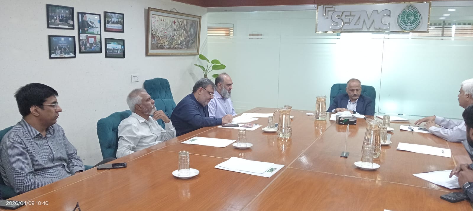 On 9th April 2026, a weekly progress review meeting was held to assess developments on the 10 MGD Water Supply Project at Dhabeji SEZ, where contractors presented key updates.