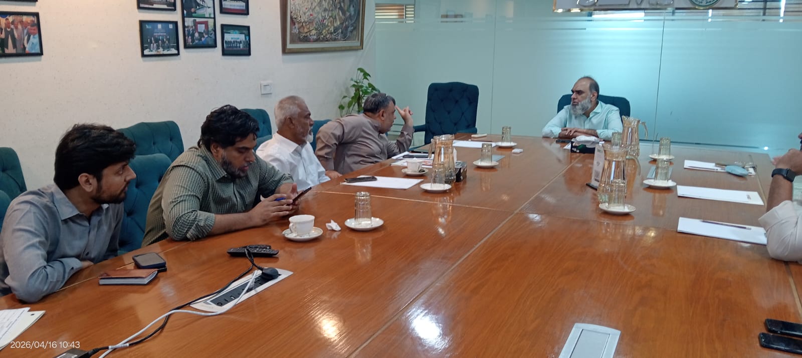 On 16th April 2026, a weekly progress review meeting was convened to evaluate advancements on the 10 MGD Water Supply Project at Dhabeji SEZ, with contractors presenting key updates as the project moves towards completion.