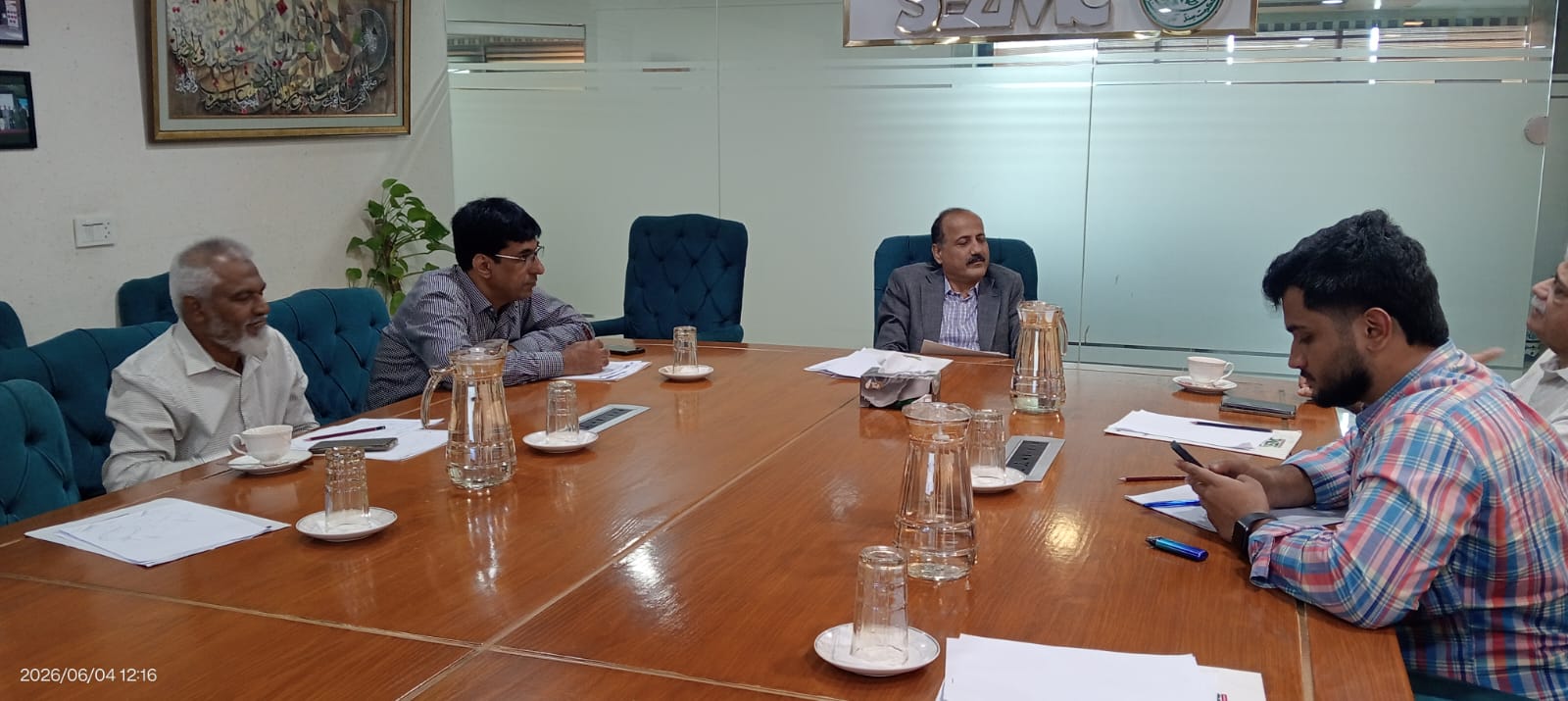 A weekly progress review meeting was held to review the progress of the 10 MGD Water Supply Project, with contractors sharing updates on ongoing works and milestones achieved towards project completion.